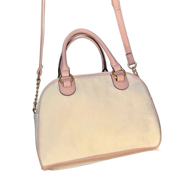 Juicy Couture Crystal Velour Pink Faux Leather Retro Vibe Satchel Crossbody Bag - Picture 6 of 10